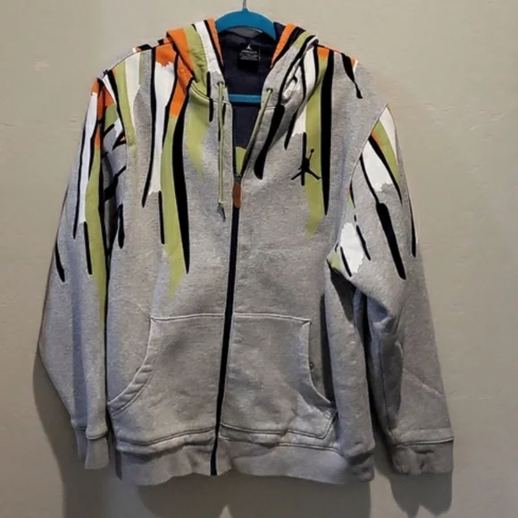 Y2K Nike Air Jordon Oversized Hooded Sweatshirt Thick Solid Vintage Size Large
